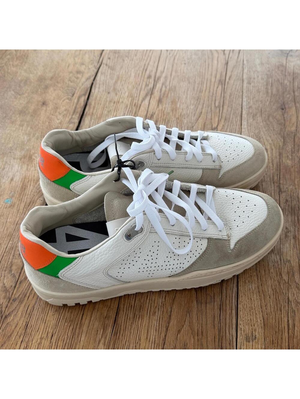 P448 Mason Sneaker White Beige Leather flor orange and green size 12.5 women